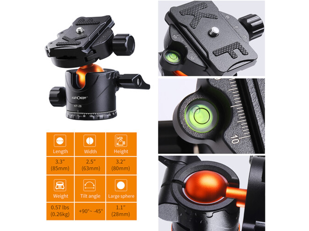 K&F Concept SA254M2 175cm Ball Head Kit'li Tripod ve Monopod (KF09.089)