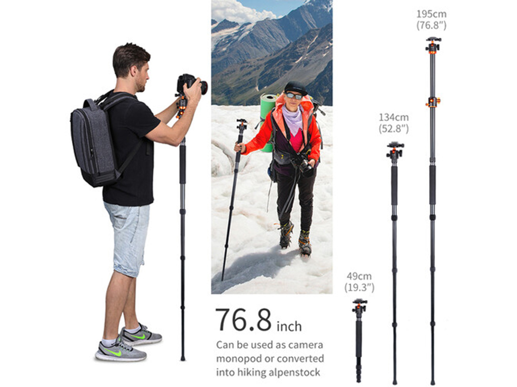 K&F Concept SA254T2 185cm Alüminyum Kompakt Tripod (KF09.090)