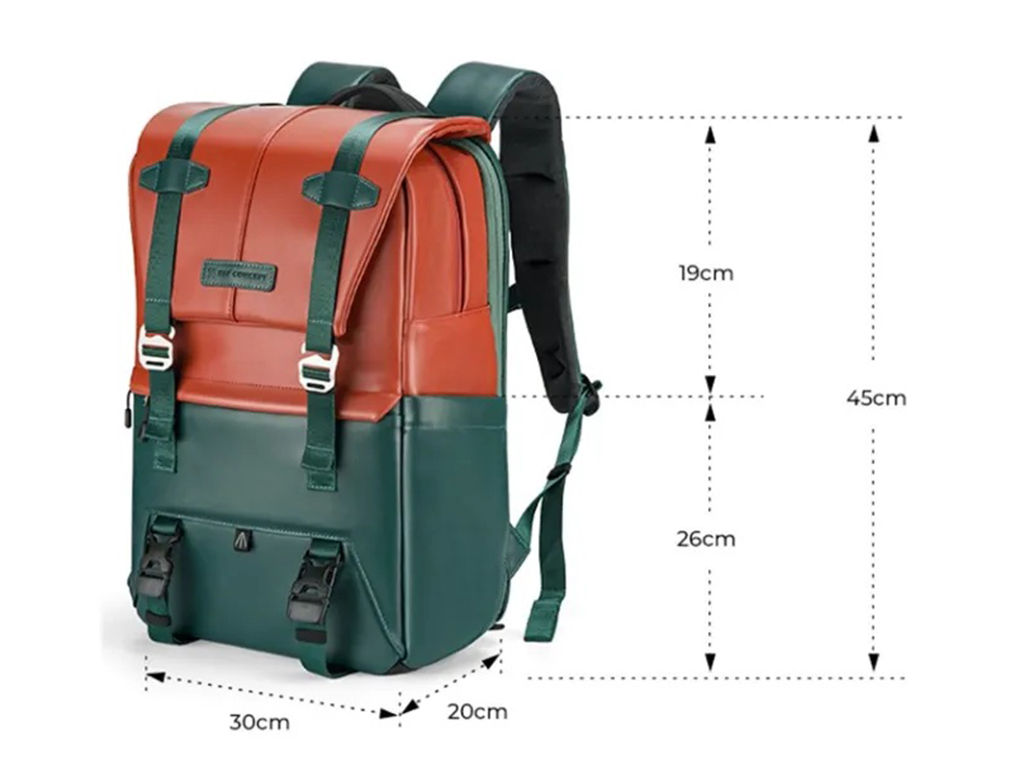K&F Concept KF13087AV8 Turuncu/Yeşil Suni Deri Sırt Çantası