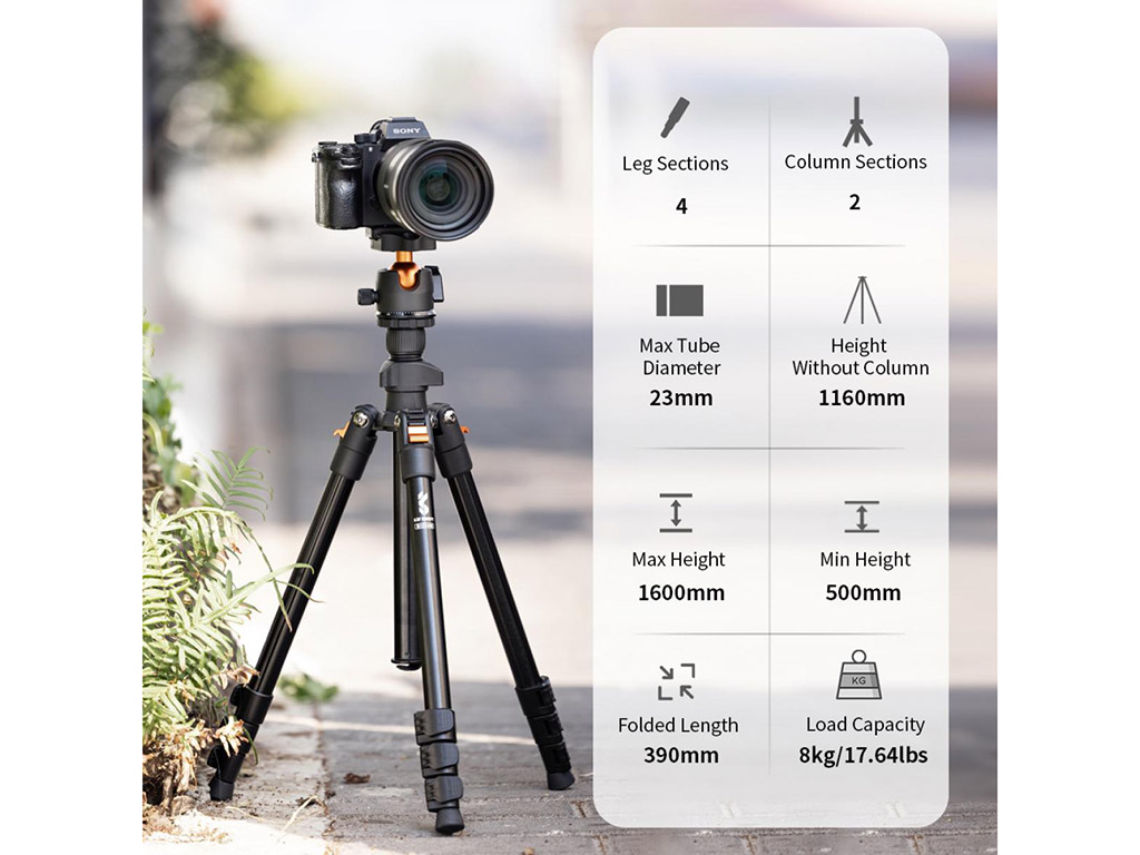 K&F Concept BI234M 116cm Katlanabilir Tripod (KF09.101)
