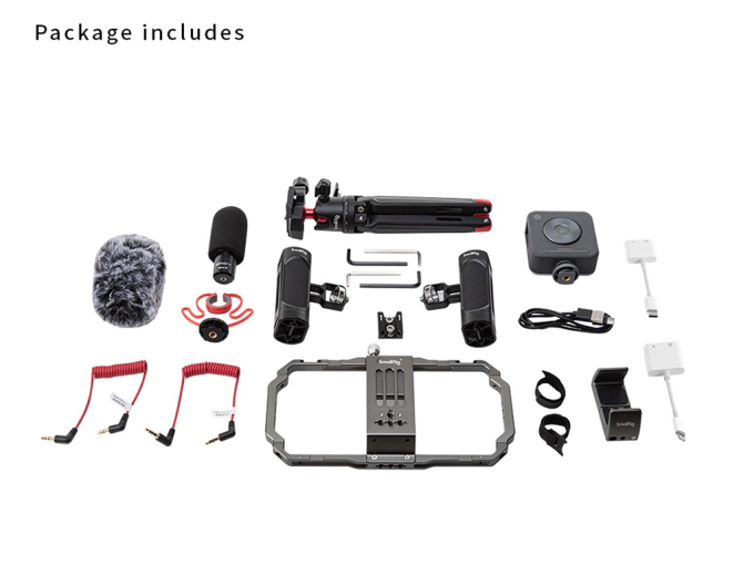 SmallRig 3384 Profesyonel Cep Telefonu Yayın Kiti Kafes, Mikrofon, Tripod, Işık