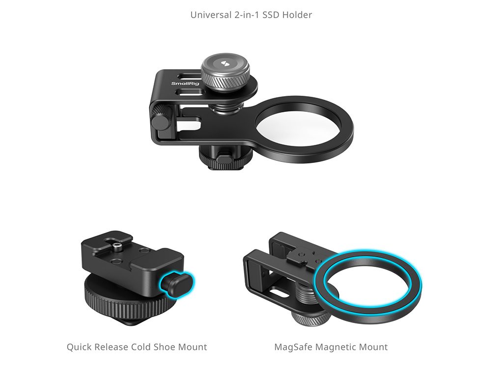 SmallRig 4779 Cold Shoe Bağlantılı ve Magsafe Özellikli SSD Tutma Aparatı