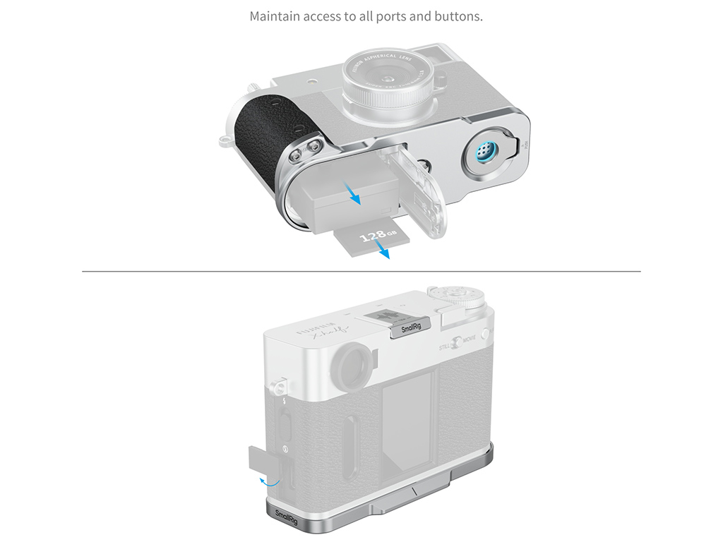 SmallRig 5216 Fujifilm X-Half Uyumlu Gümüş Silikon L Braket Siyah