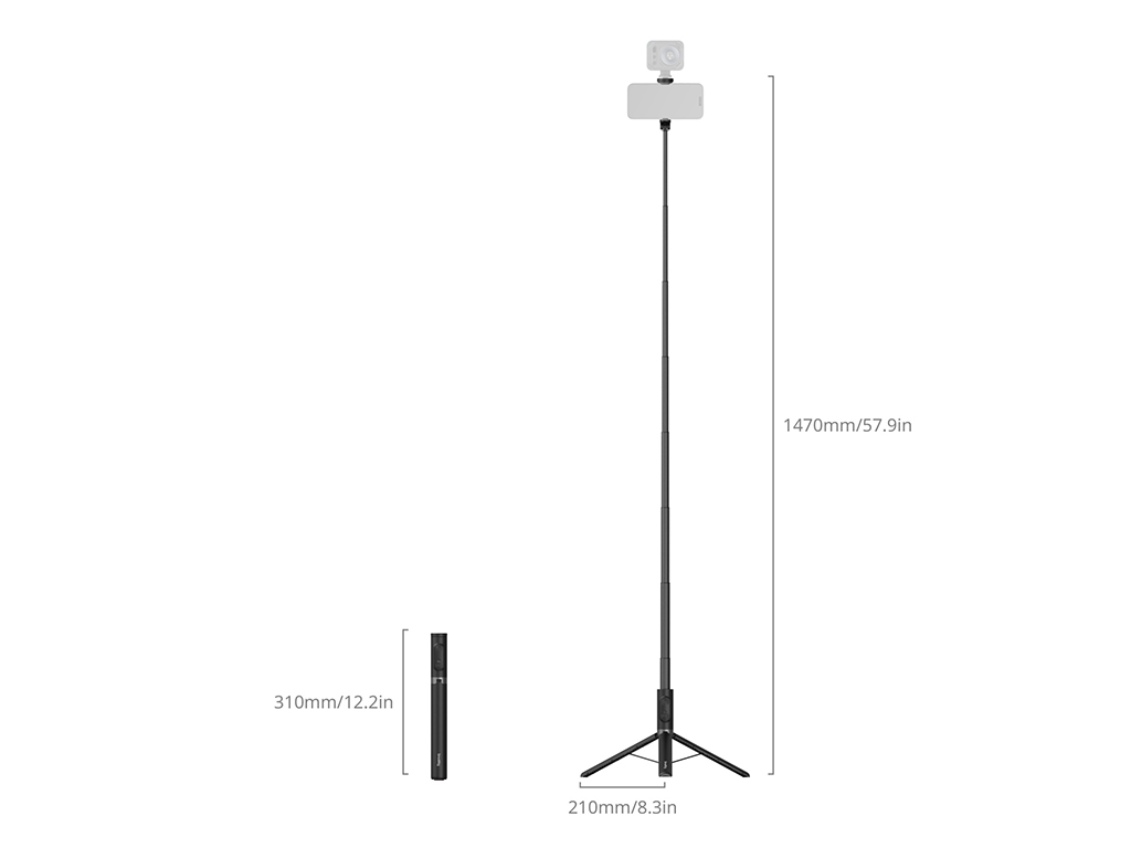 SmallRig 5291 ST30 Kumandalı Selfie Çubuğu ve Masaüstü Tripodu 31cm - 147cm Uzunluk