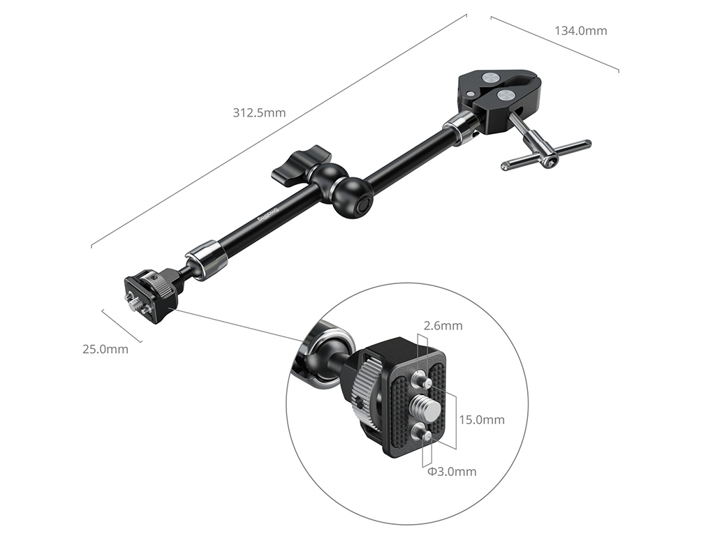 SmallRig 5311 11" Yengeç Kelepçeli Clamp Uçlu Magic Arm
