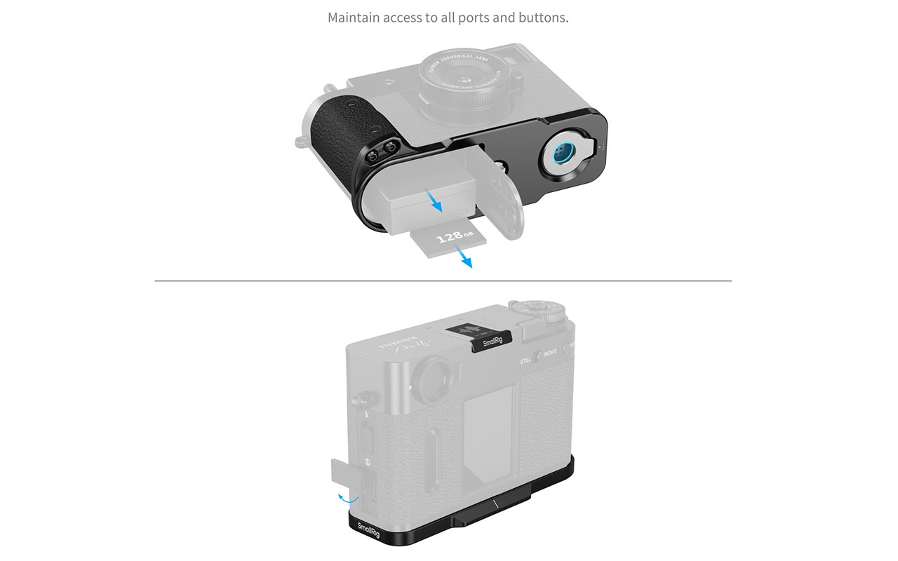 SmallRig 5332 Fujifilm X-Half Uyumlu Siyah Silikon L Braket