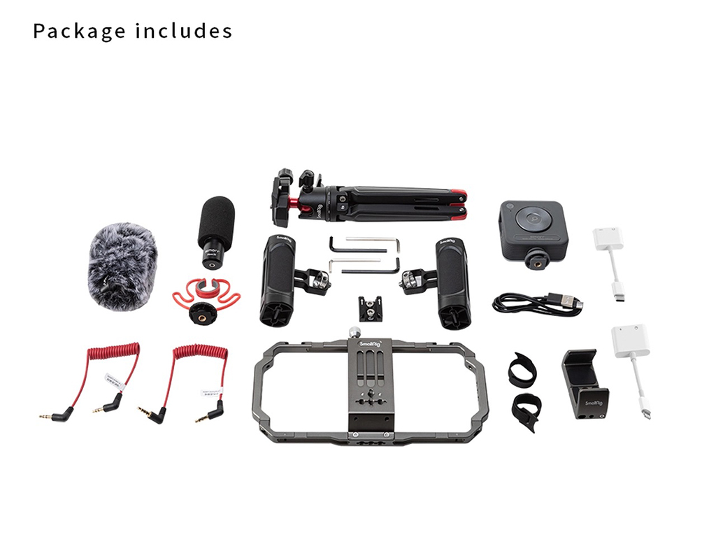 SmallRig 3384 Profesyonel Cep Telefonu Yayın Kiti Kafes, Mikrofon, Tripod, Işık