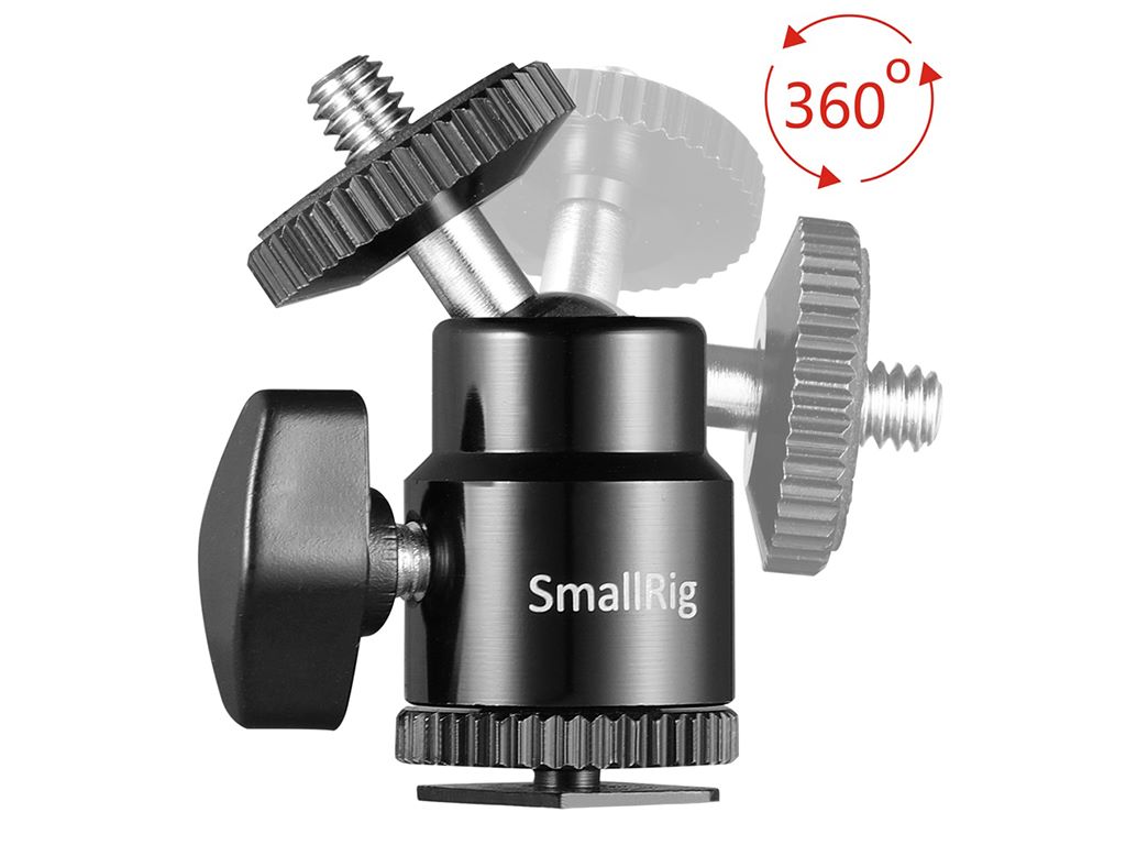 SmallRig 2059 Çiftli Cold Shoe BallHead Monitör Bağlantı Aparatı 2' li set