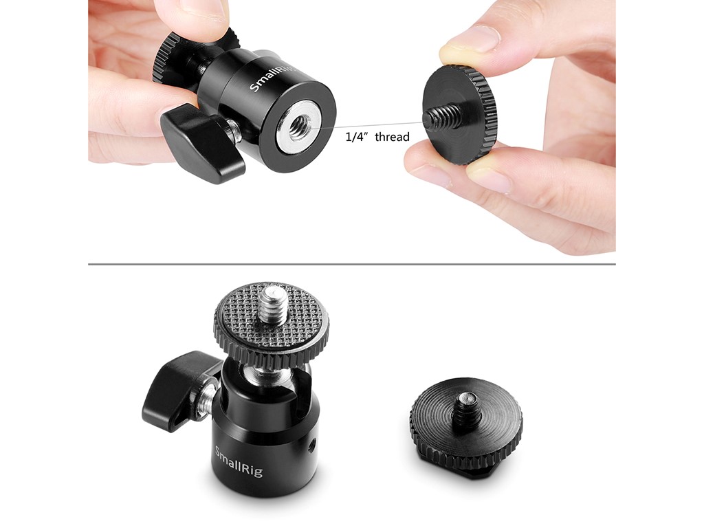 SmallRig 2059 Çiftli Cold Shoe BallHead Monitör Bağlantı Aparatı 2' li set