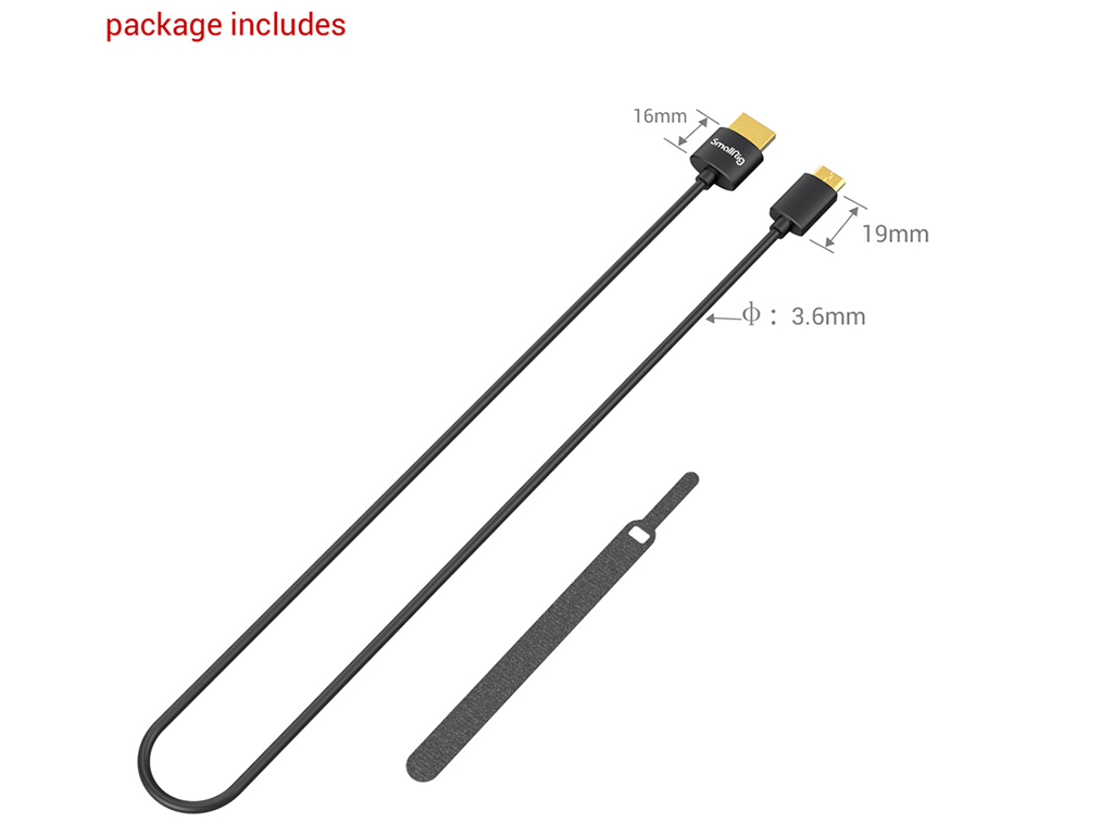 SmallRig 3041 55cm Ultra Slim 4K HDMI Kablosu (C-A) HDMI Mini to HDMI