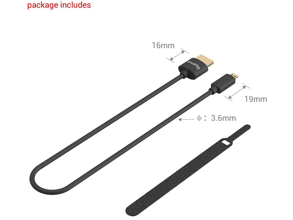 SmallRig 3042 35cm Ultra Slim 4K HDMI Kablo (D-A) Mini HDMI to HDMI