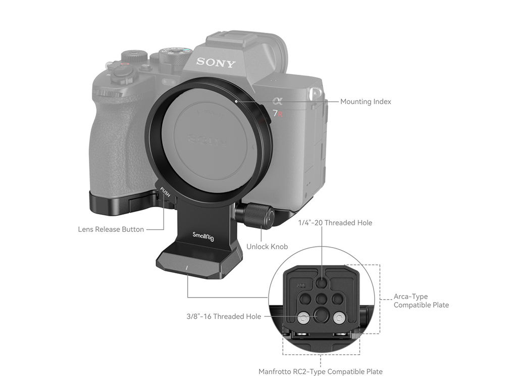 SmallRig 4148 Sony Uyumlu Yatay ve Dikey Dönebilen Montaj Plaka Kiti A7S III / A7I V / A7R V / A7R IV Uyumlu