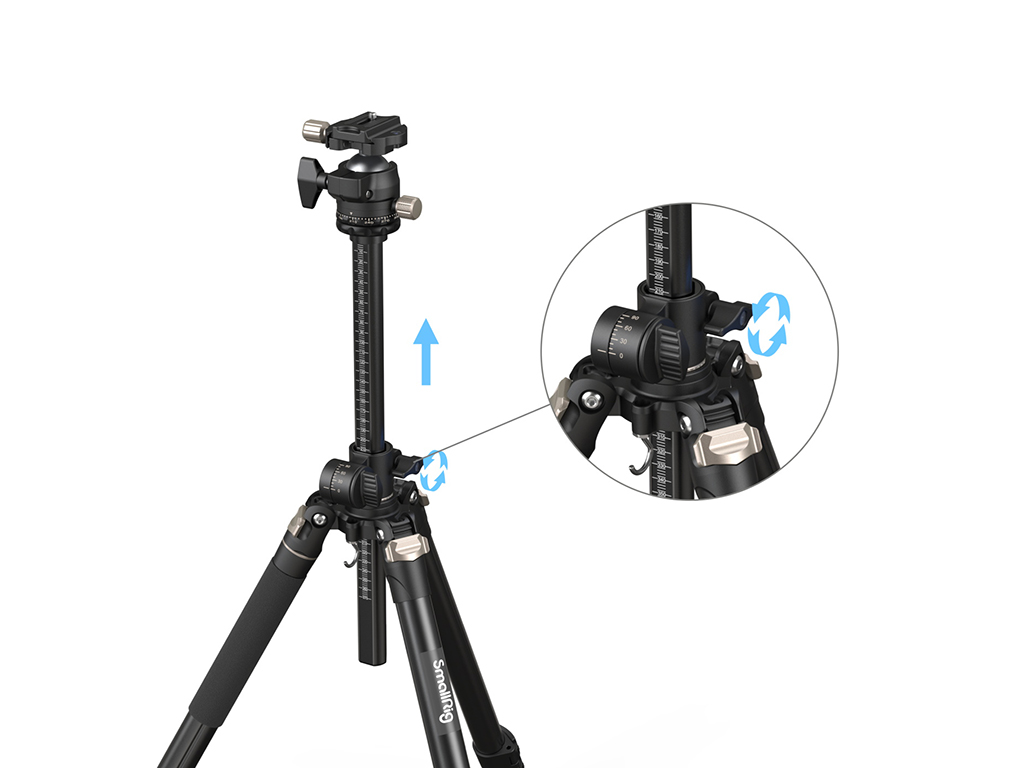 SmallRig 4288 CT200 Yatay ve Dikey 10kg Taşıma Kapasiteli Fotoğraf Tripodu 185cm Maksimum Uzunluk