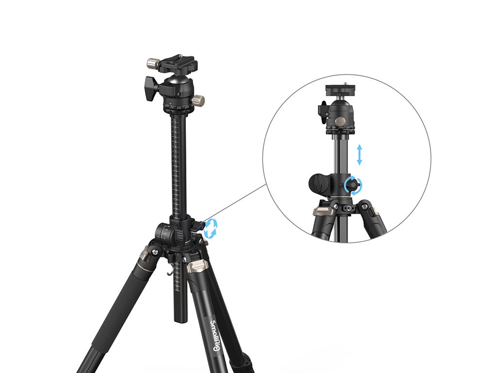 SmallRig 4288 CT200 Yatay ve Dikey 10kg Taşıma Kapasiteli Fotoğraf Tripodu 185cm Maksimum Uzunluk