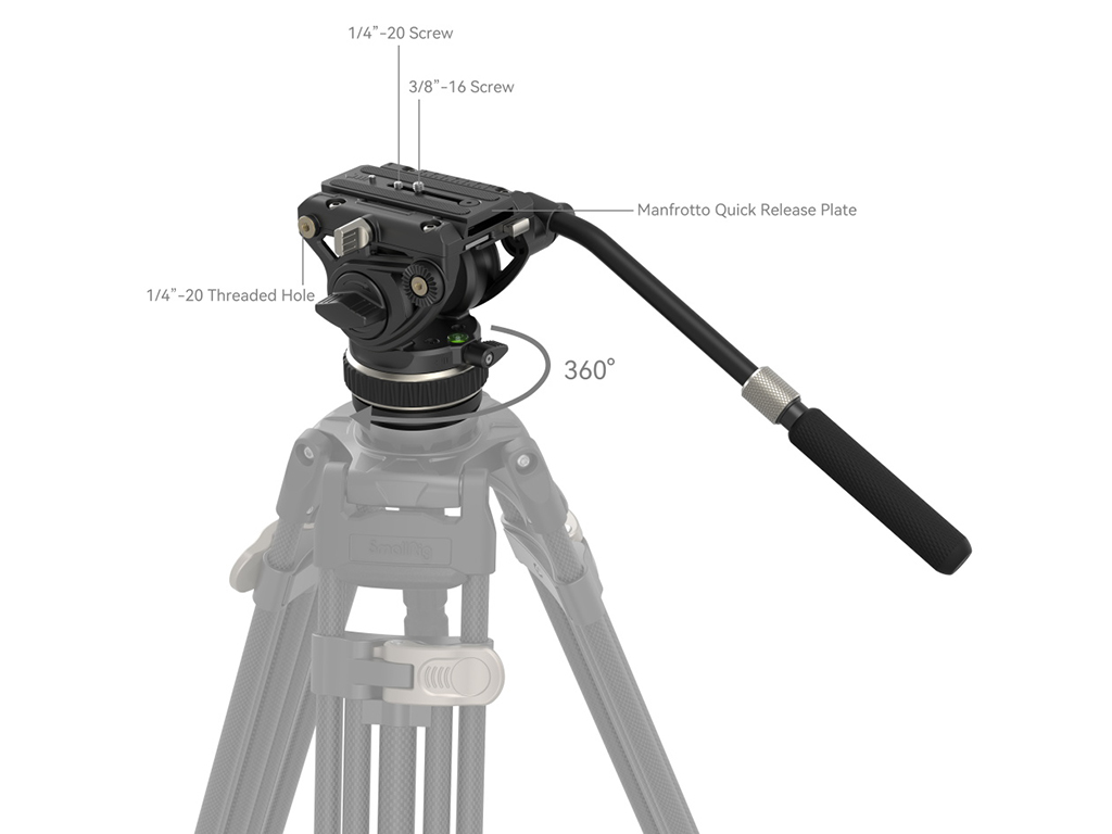 SmallRig 4165 DH-10 Su Terazili 10kg Taşıma Kapasiteli Video Başlığı 501PL Plate