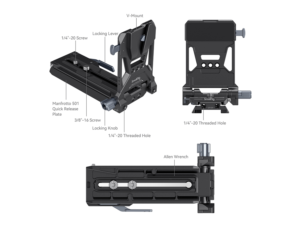 SmallRig 4323 Sinema Kameraları için V-Mount Batarya Plakası V-Mount Plate