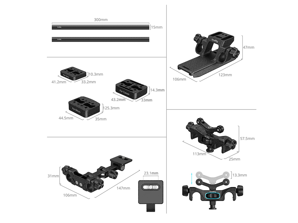 SmallRig 4429 Yaban Hayatı için 6kg Taşıma Kapasiteli Tele Foto Kiti 501PL Plate