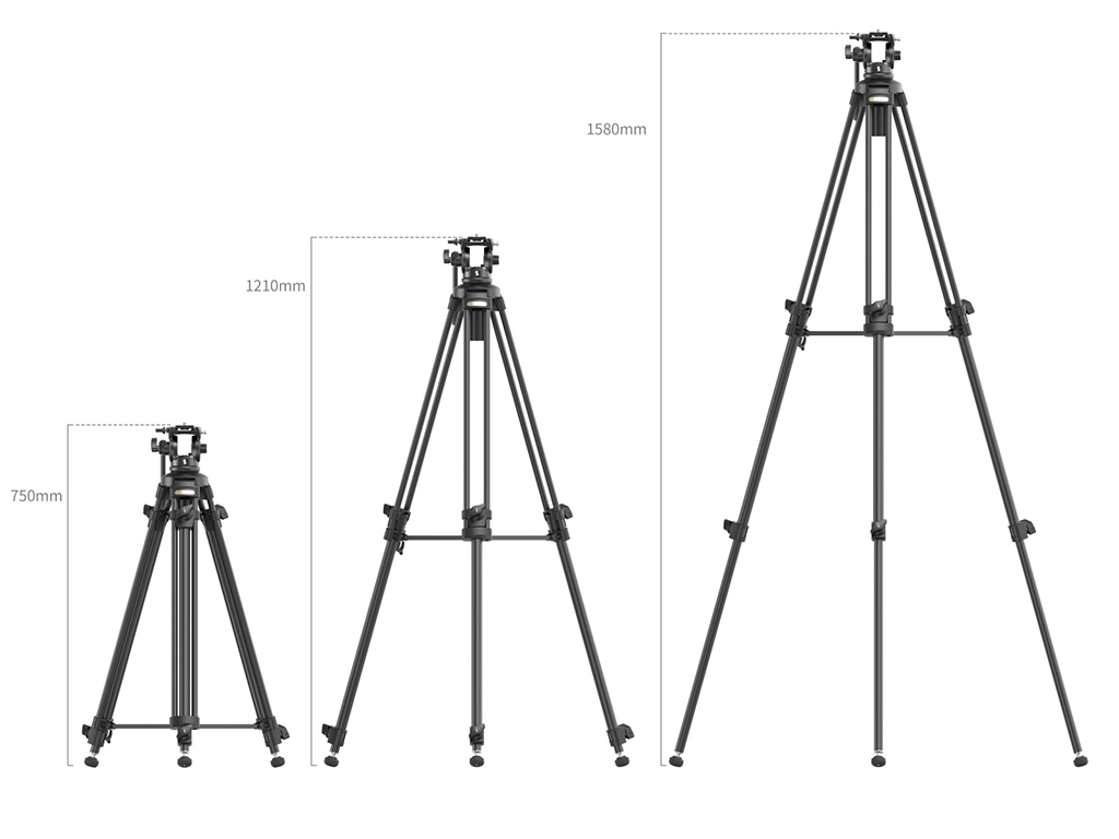 SmallRig 4684 AD50 Lite 10kg Taşıma Kapasiteli Video Tripodu 158cm Maksimum Uzunluk