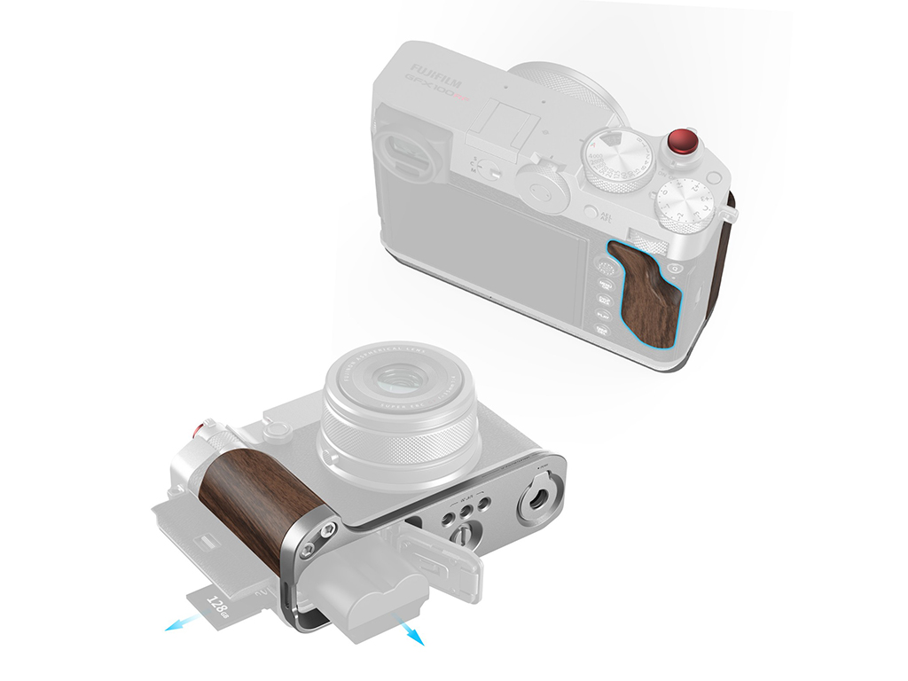 SmallRig 5265 Fujifilm GFX100RF Uyumlu Gümüş L Braket Ahşap