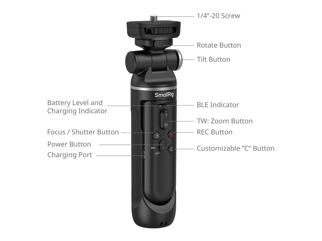 SmallRig 4551 Kablosuz Kontrollü 1.5kg Taşıma Kapasiteli Masa Tripodu