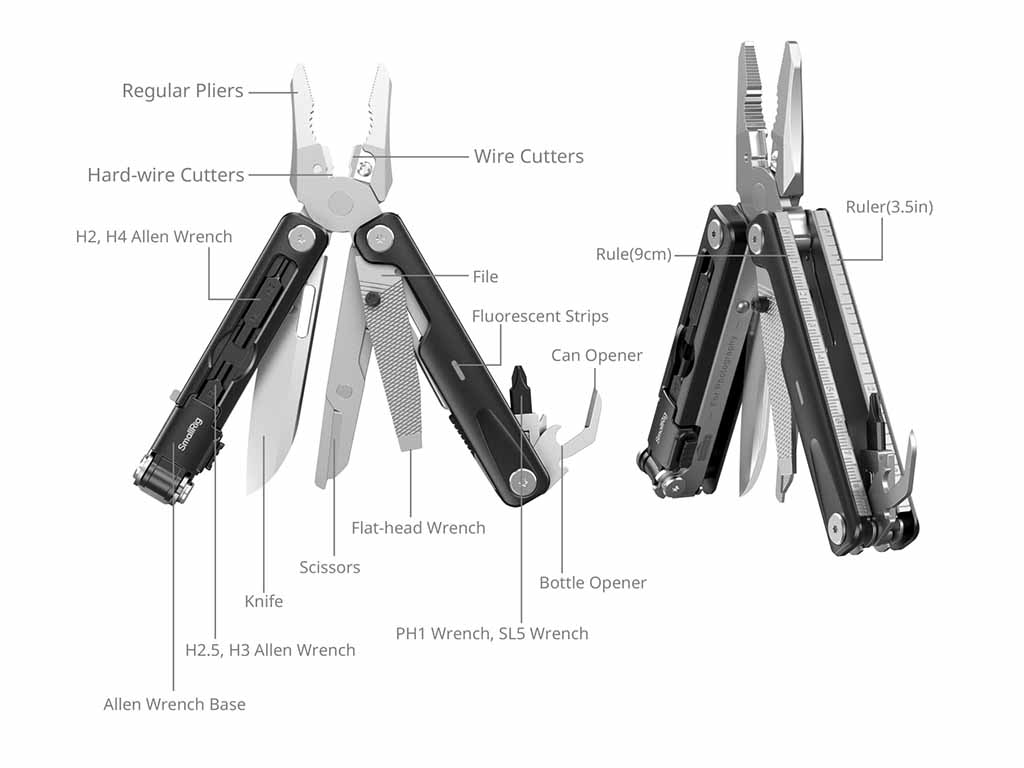 SmallRig 5294 EDC Çok Amaçlı 16 in 1 Tornavida ve Keski Seti