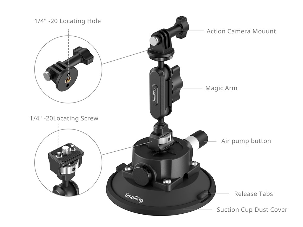 SmallRig 5855 Aksiyon Kamera Uyumlu 4,5"  Vantuz